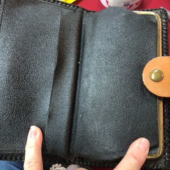 Tan Leather Wallet with Praying Hands Design - Picture 2 of 9